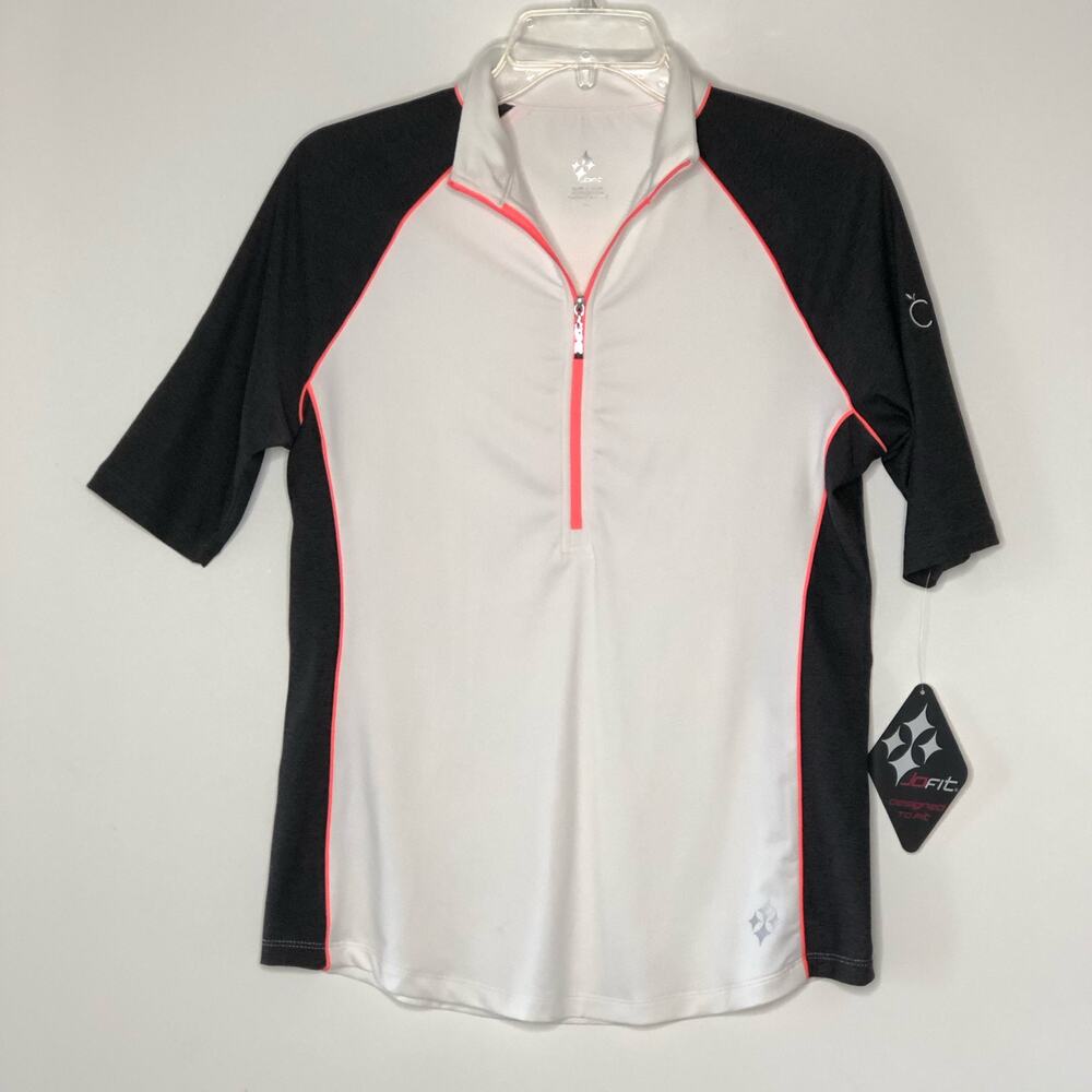 Jofit Womens Medium Raglan  Sleeve 1/2 Zip Gold Active Wear Top NEW